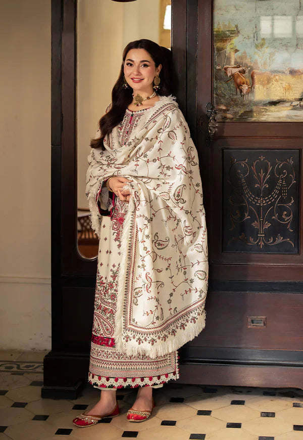 HS Collectionss Winter 3PC Dhanak Sequence Embroidered Suit with Shawl & Trouser HSC-4060