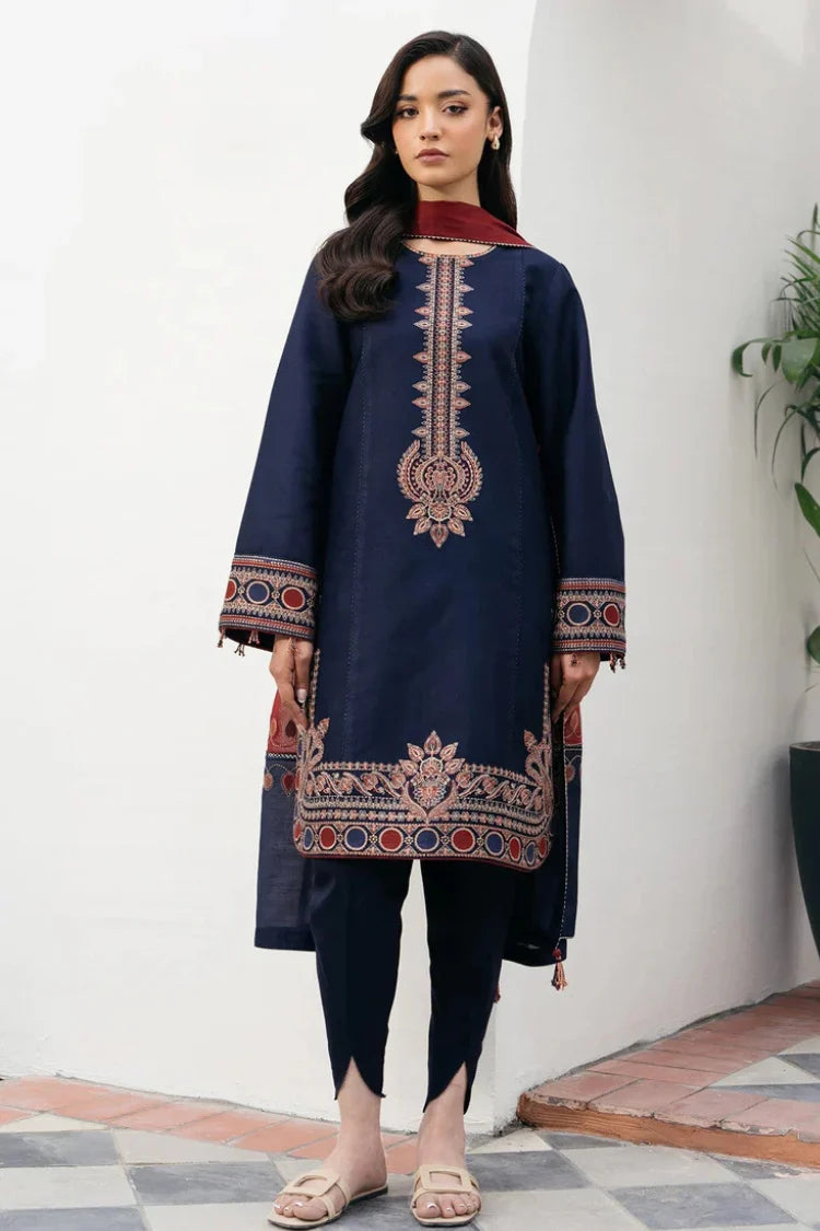 HS Collectionss Winter 3PC Dhanak Embroidered Suit with Courtrai Printed Shawl & Trouser HSC–4301