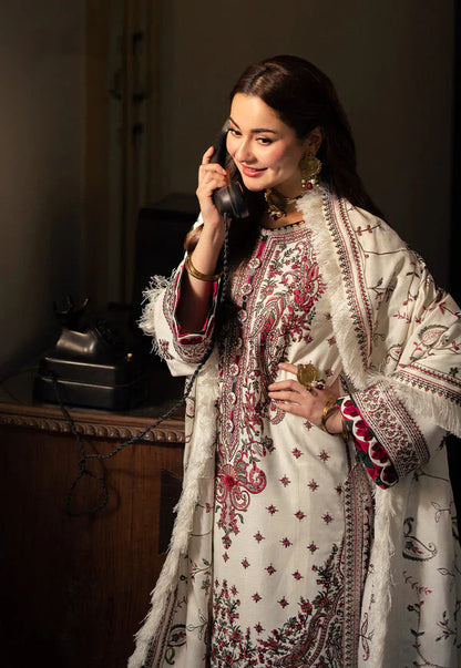 HS Collectionss Winter 3PC Dhanak Sequence Embroidered Suit with Shawl & Trouser HSC-4060