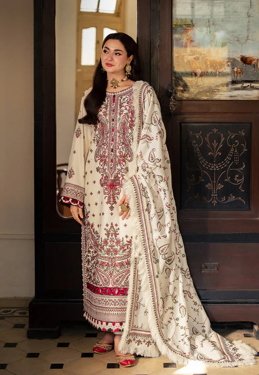 HS Collectionss Winter 3PC Dhanak Sequence Embroidered Suit with Shawl & Trouser HSC-4060