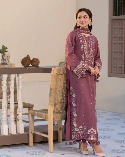 HS Collectionss Winter 3PC Dhanak Sequence Embroidered Suit with Dhanak Shawl & Trouser – HSC-4087