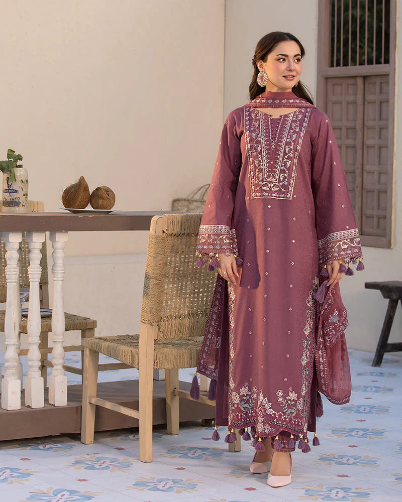 HS Collectionss Winter 3PC Dhanak Sequence Embroidered Suit with Dhanak Shawl & Trouser – HSC-4087