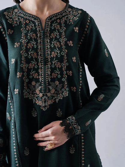 HS Collectionss Winter 3PC Dhanak Embroidered Suit with Embroidered Shawl & Trouser HSC–4165