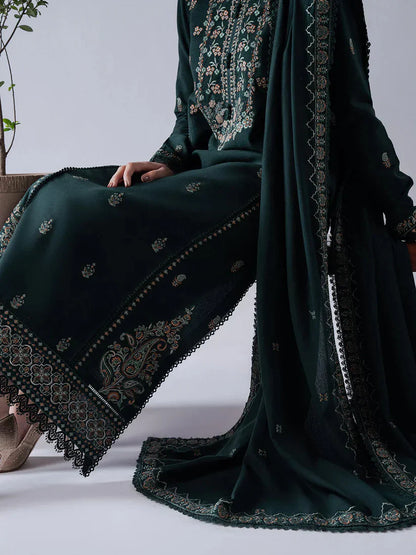 HS Collectionss Winter 3PC Dhanak Embroidered Suit with Embroidered Shawl & Trouser HSC–4165