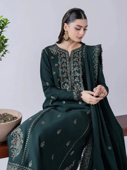 HS Collectionss Winter 3PC Dhanak Embroidered Suit with Embroidered Shawl & Trouser HSC–4165