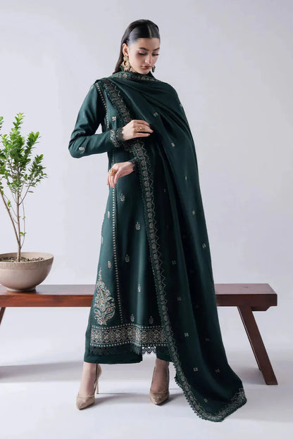 HS Collectionss Winter 3PC Dhanak Embroidered Suit with Embroidered Shawl & Trouser HSC–4165