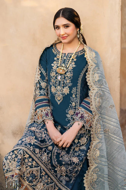 HS Collectionss Winter 3PC Dhanak Heavy Embroidered Suit with Cotton Net Dupatta & Embroidered Trouser –  HSC-4238