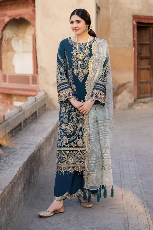 HS Collectionss Winter 3PC Dhanak Heavy Embroidered Suit with Cotton Net Dupatta & Embroidered Trouser –  HSC-4238