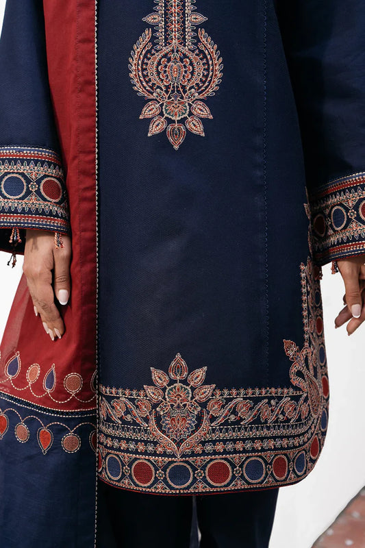 HS Collectionss Winter 3PC Dhanak Embroidered Suit with Courtrai Printed Shawl & Trouser HSC–4301