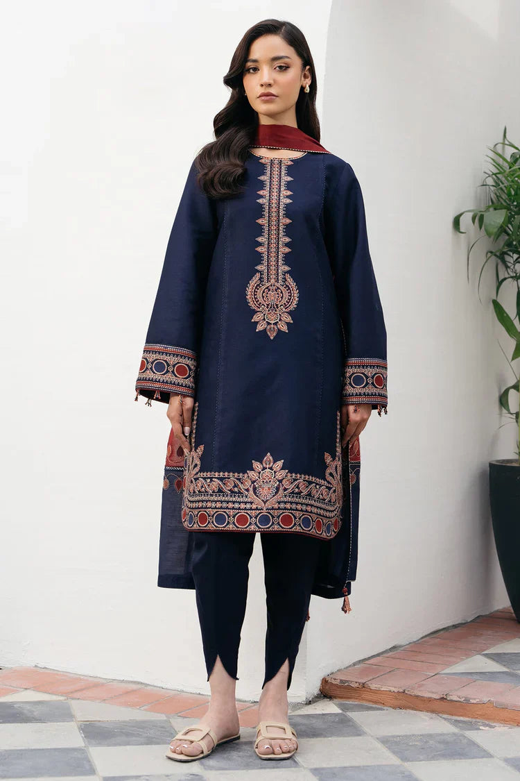 HS Collectionss Winter 3PC Dhanak Embroidered Suit with Courtrai Printed Shawl & Trouser HSC–4301