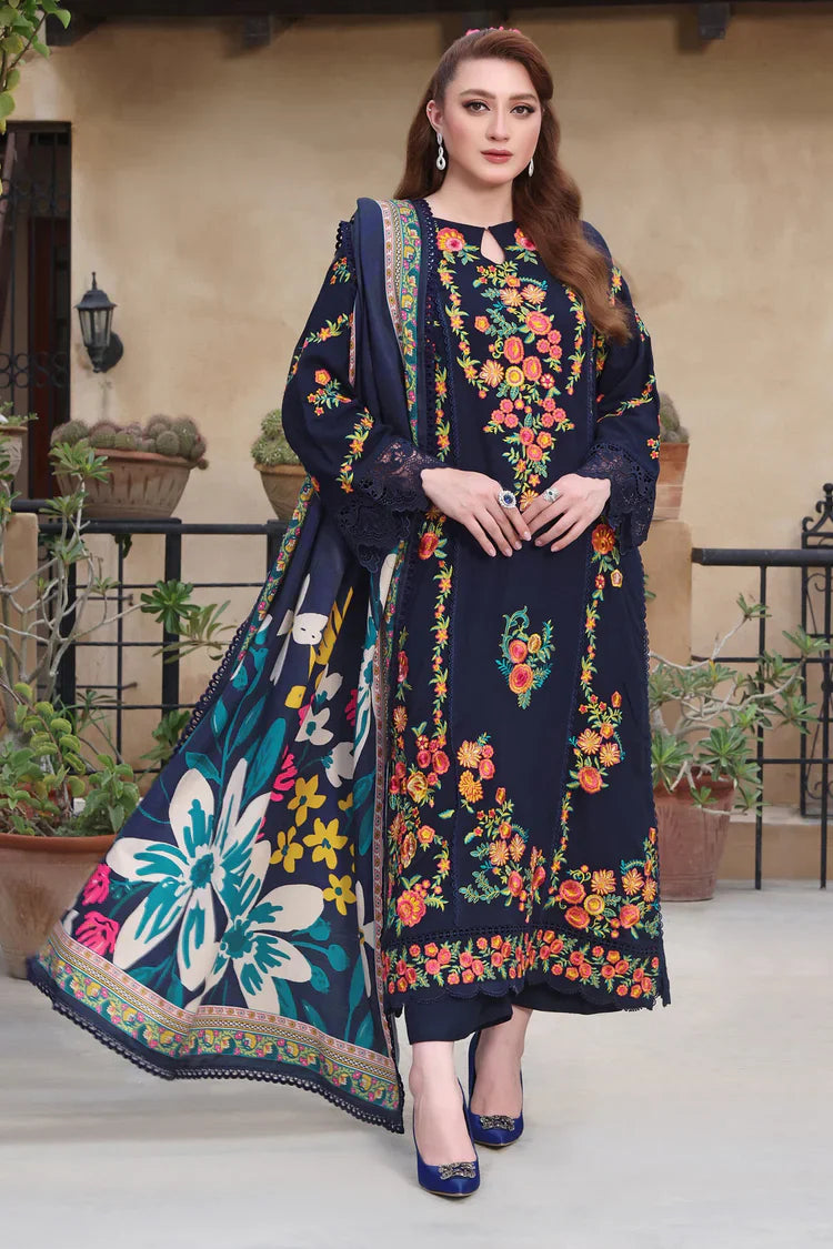 HS Collectionss Winter 3PC Dhanak Embroidered Suit with Courtrai Printed Shawl & Trouser –  HSC-4316