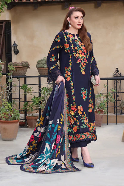 HS Collectionss Winter 3PC Dhanak Embroidered Suit with Courtrai Printed Shawl & Trouser –  HSC-4316
