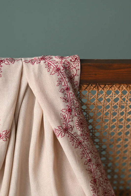 HS Collectionss Winter 3PC Dhanak Embroidered Suit – Shirt, Embroidered Shawl & Trouser | HSC-4352