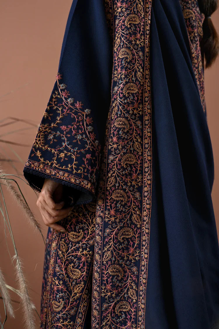 HS Collectionss Winter 3PC Dhanak Embroidered Suit – Embroidered Shirt, Shawl & Trouser HSC-4358