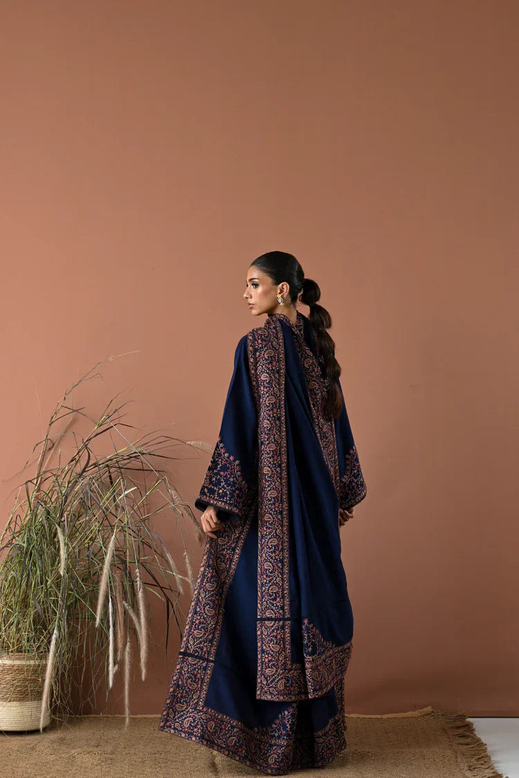 HS Collectionss Winter 3PC Dhanak Embroidered Suit – Embroidered Shirt, Shawl & Trouser HSC-4358