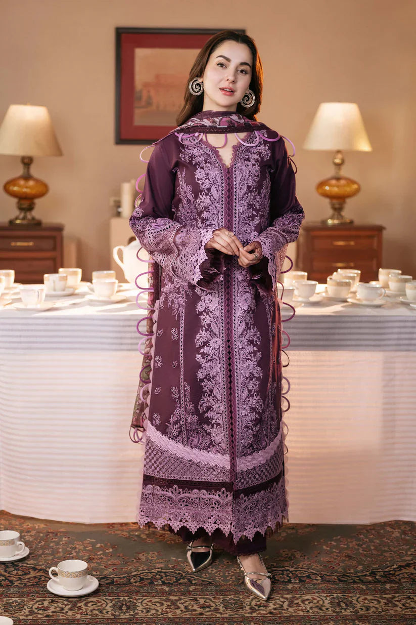 HS Collectionss Winter 3PC Dhanak Sequence Embroidered Suit with Embroidered Shawl – Plum Purple HSC-ADR-4152