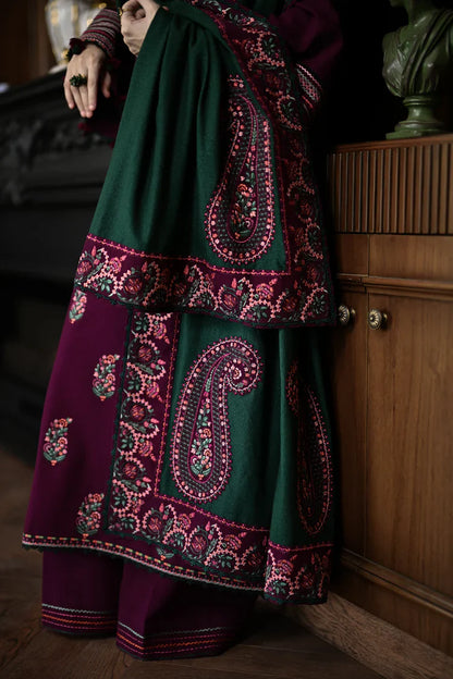 HS Collectionss Winter 3PC Khaddar Embroidered Suit with Dhanak Embroidered Shawl and HSC-4331